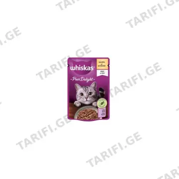 WHISKAS კატის კვება ქათმის ჟელე 85გრ